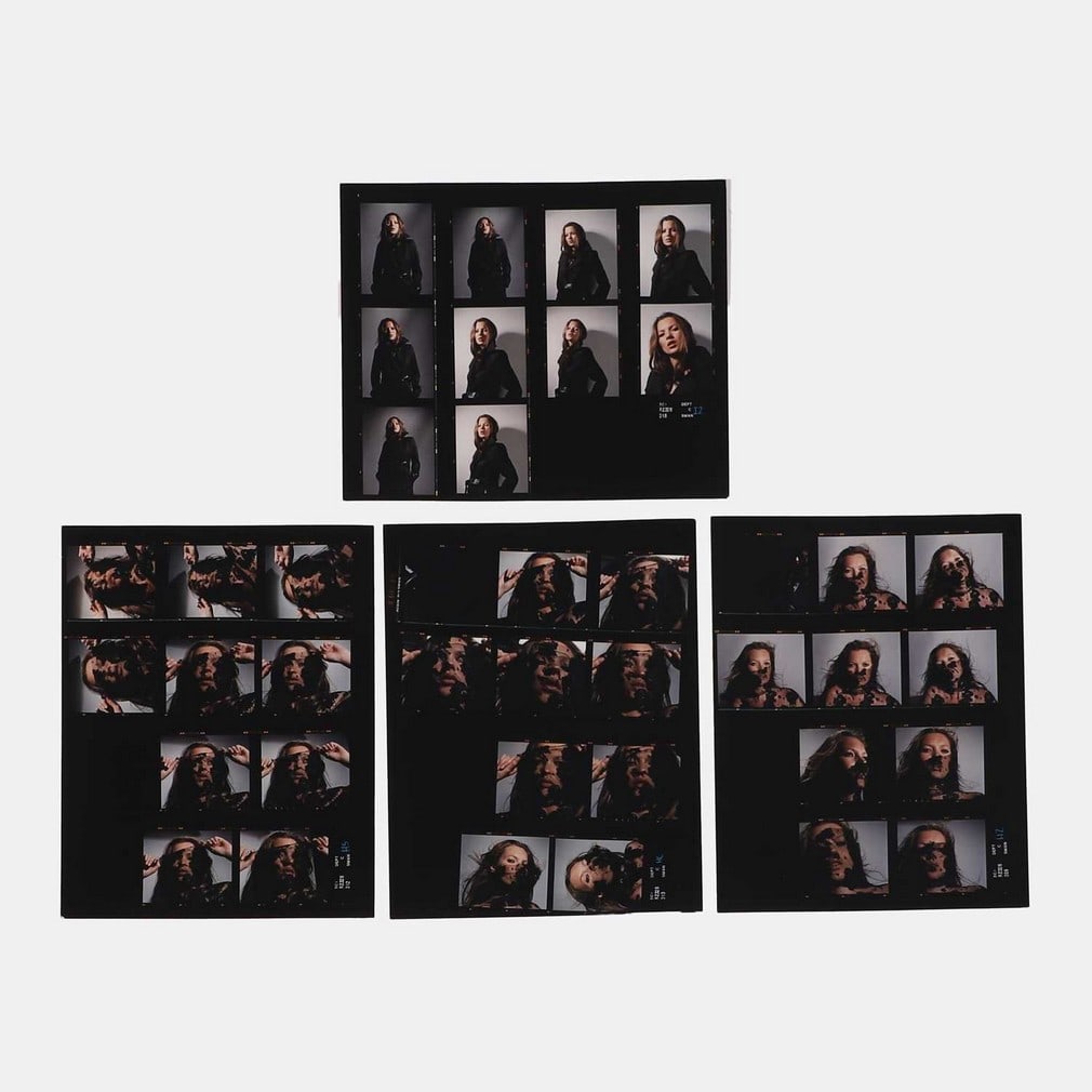 Four Kate Moss original photographic contact sheets, circa 1990s, (1 of 1)