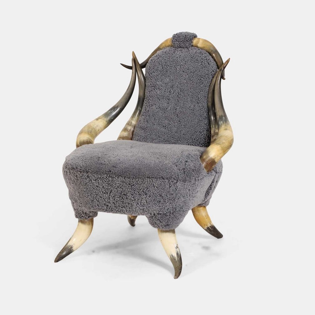 A Black Forest horn chair, late 19th century, probably German or Swiss, (1 of 2)