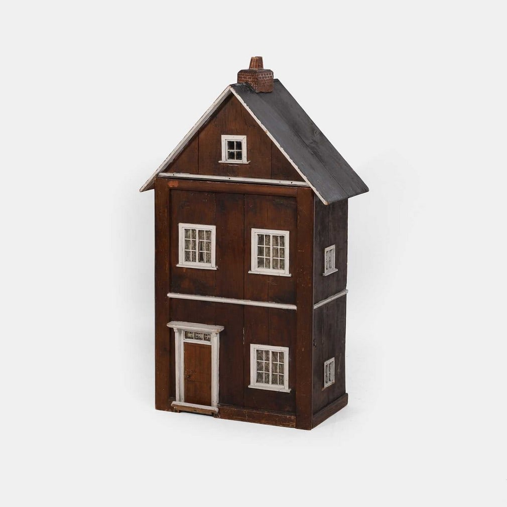 A scratch-built doll's house, circa 1930-40s, constructed from an American box, (1 of 2)