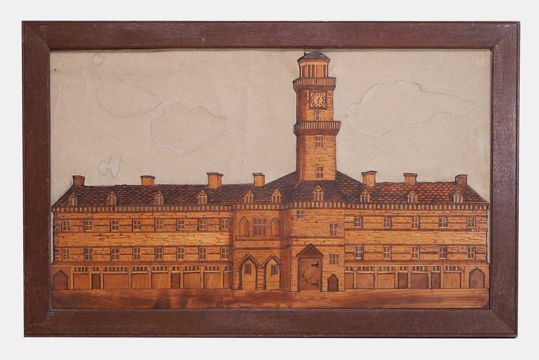 A rare marquetry picture of the Royal Exchange, circa 1854, by John H Grigg (1 of 2)