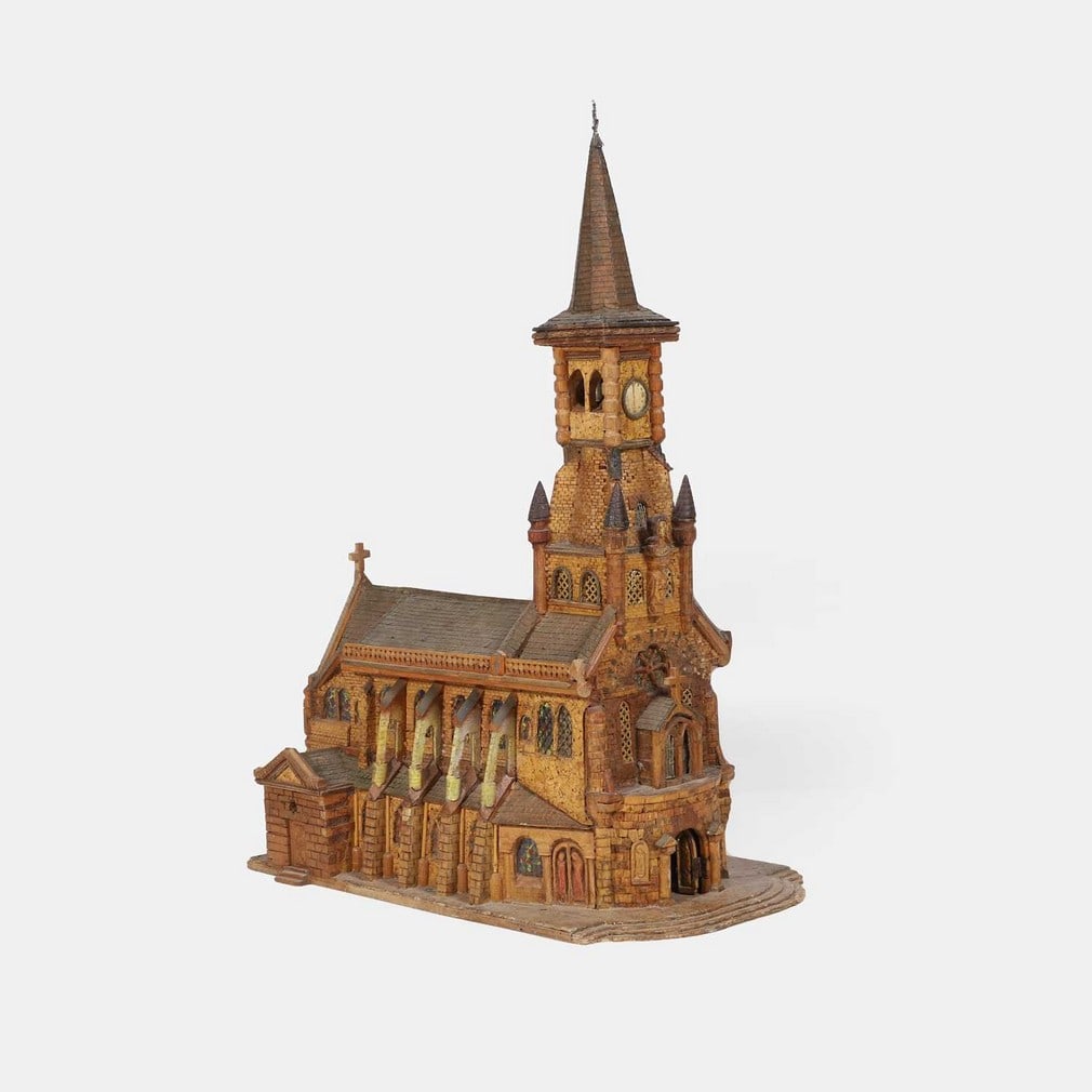 A cork model of a church, circa 1900, (1 of 2)