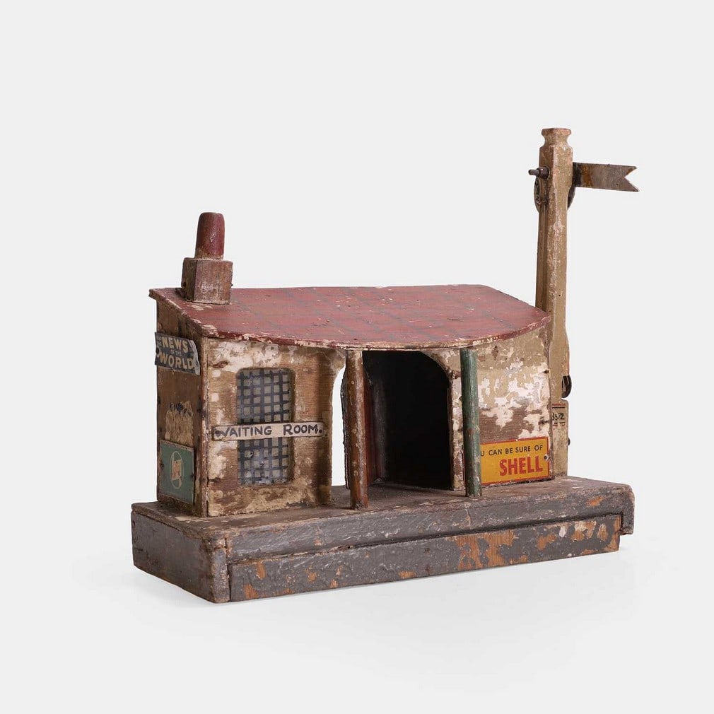 A scratch-built model of a railway station, circa 1940s, (1 of 2)