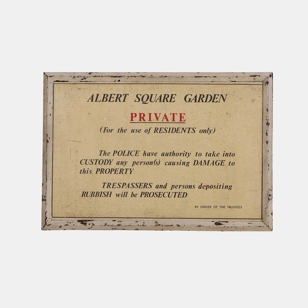 An 'Albert Square Garden' wooden sign, mid-20th century, (1 of 1)