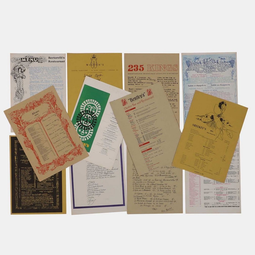 A collection of twelve London menu cards, 1970s, (1 of 1)