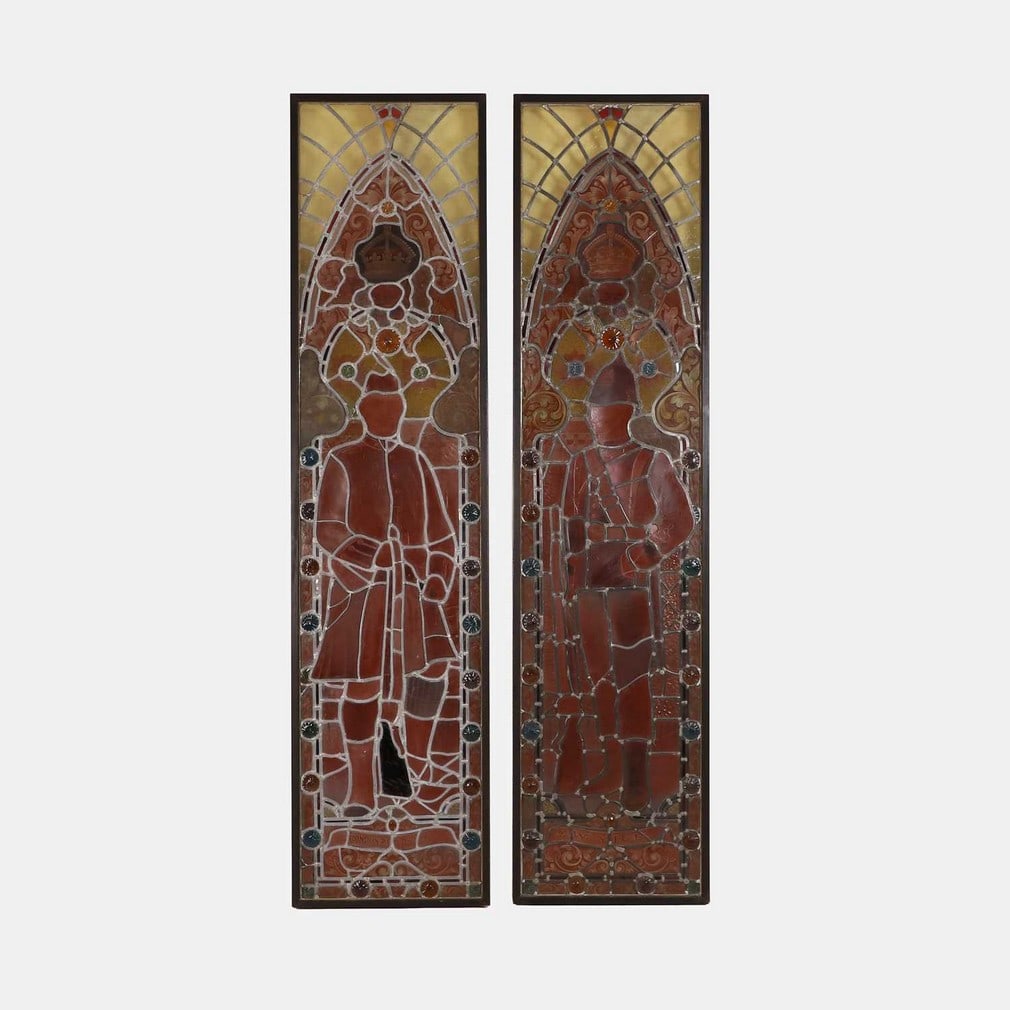 A pair of Victorian stained-glass panel light boxes, circa 1880, (1 of 2)