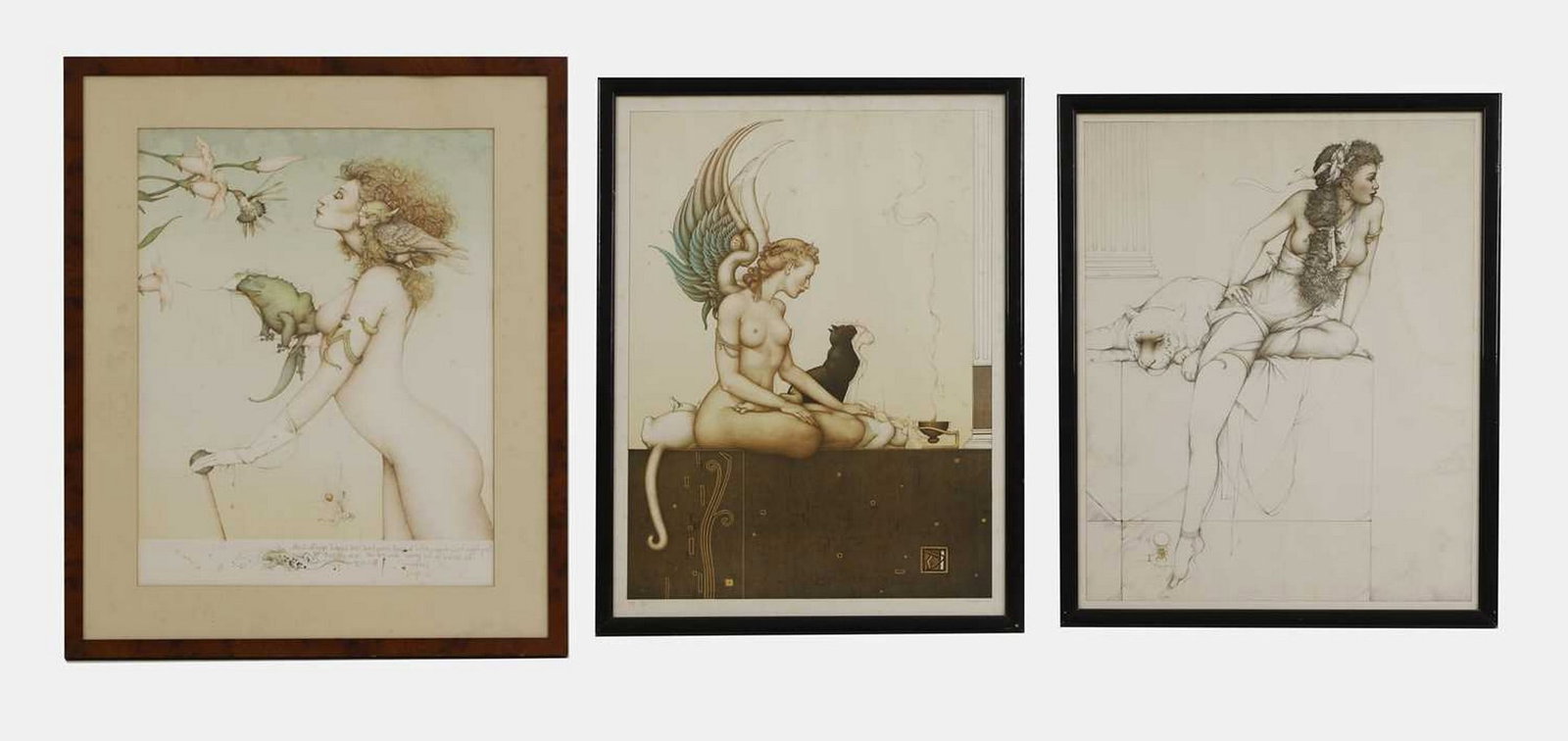 Michael Parkes (American, b.1944) 'Mayan Spring'; 'Morning' and 'Danae': Michael Parkes (American, b.1944) 'Mayan Spring'; 'Morning' and 'Danae' three limited edition lithographs in colours, each signed and numbered in pencil ('Mayan Spring' framed 96 x 77.5cm) (3) Conditi