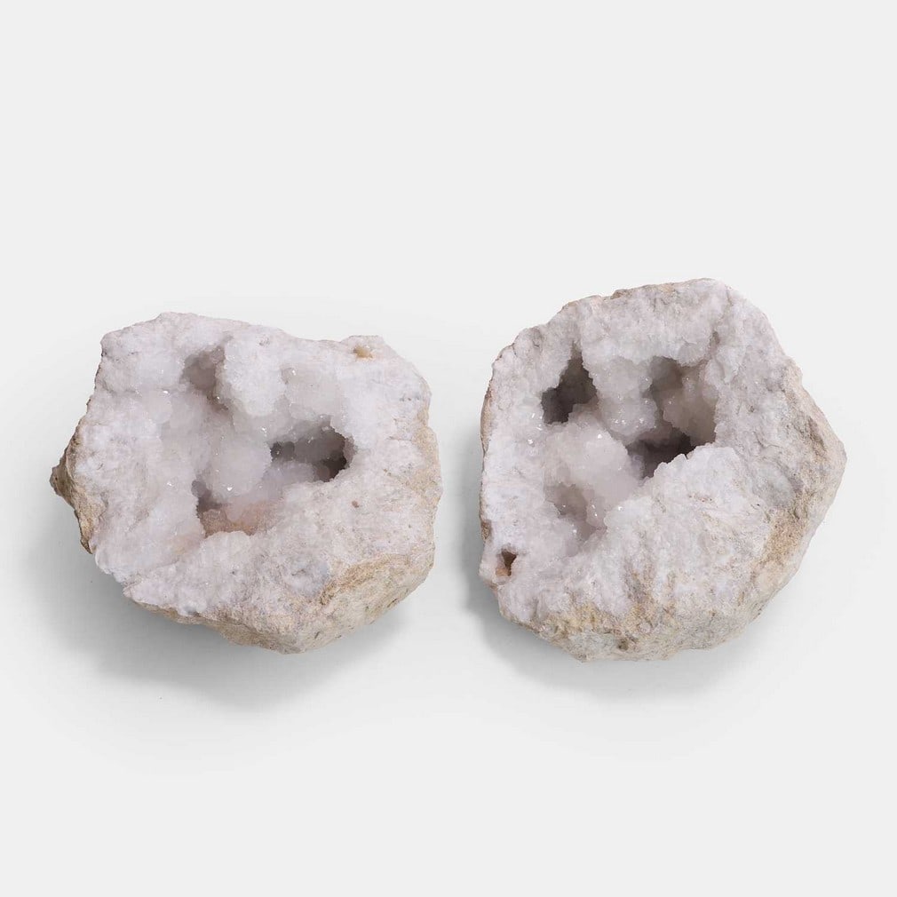 A white quartz Geode stone, probably Moroccan, (1 of 2)