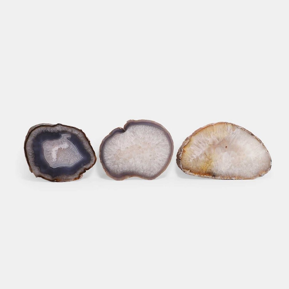 A group of three mineral slices, (1 of 2)