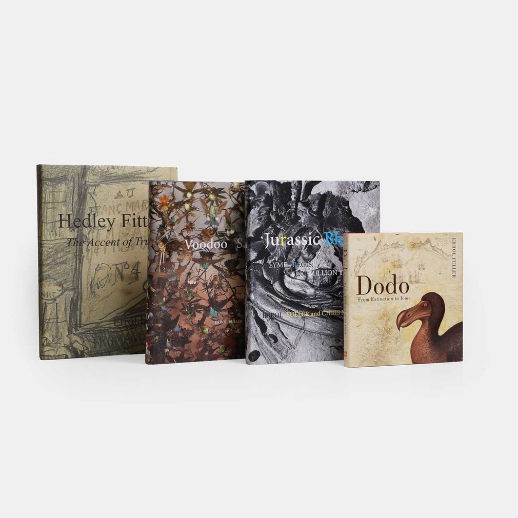 A group of four natural history books by Errol Fuller, late 20th century,: A group of four natural history books by Errol Fuller, late 20th century, comprising: 'Voodoo Salon', 'Hedley Fitton: The Accent of Truth', 'Dodo: From Extinction to Icon', and 'Jurassic Blue' (4)