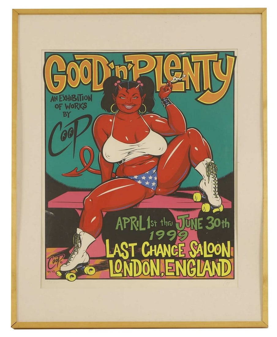 Chris Cooper (American, b.1968) aka 'Coop' 'Good 'n' Plenty' an exhibition poster, 1999, (1 of 2)