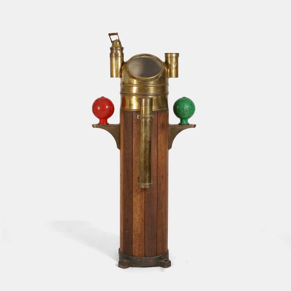 A Henry Browne 'Sestrel' brass and teak ship's binnacle, circa 1930s, (1 of 3)