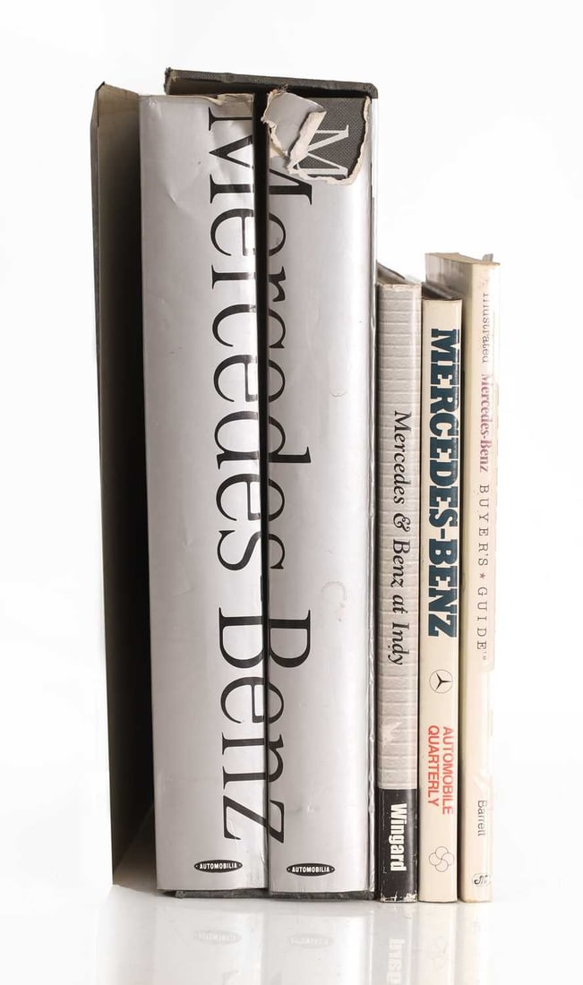 MOTORING - MERCEDES-BENZ,: MOTORING - MERCEDES-BENZ, Mercedes-Benz Catalogue raisonné , 1886-1990, 2 vols., in publisher's hard slipcase, with dust jackets; BARRETT (Frank), The Illustrated Mercedes-Benz Buyer's Guide;
