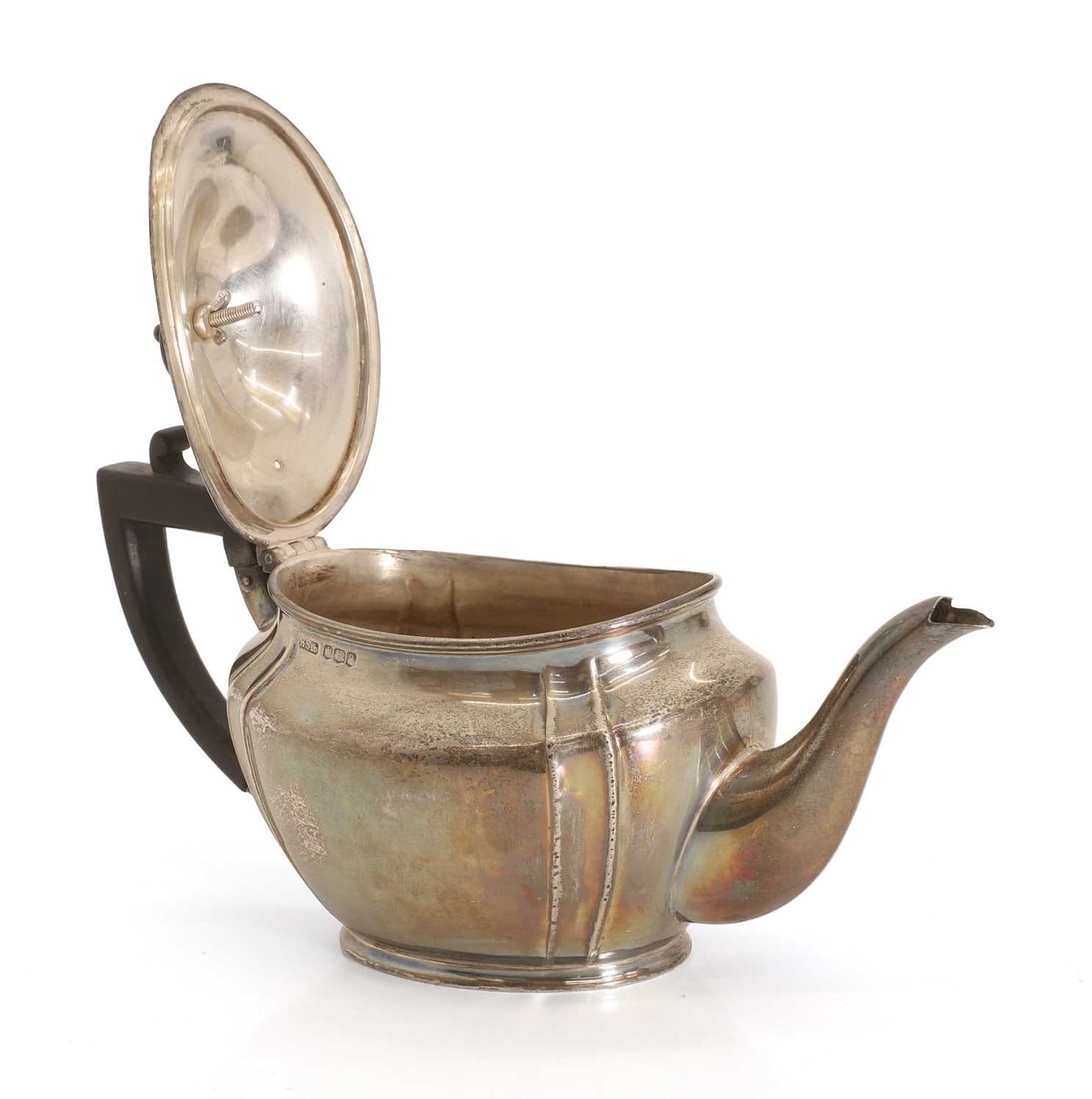 A silver teapot, - 2