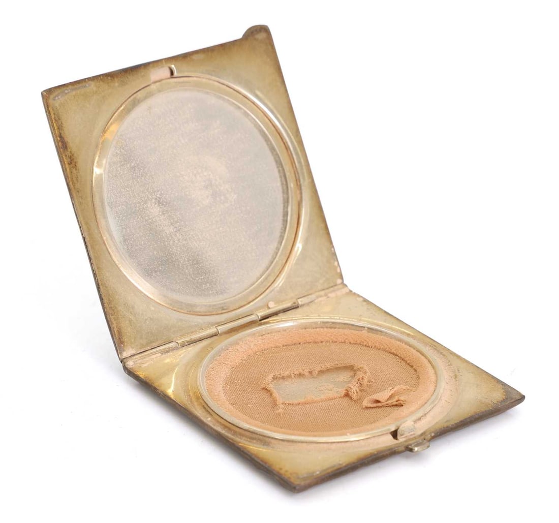 A silver and enamelled ladies powder compact, 20th century, - 2