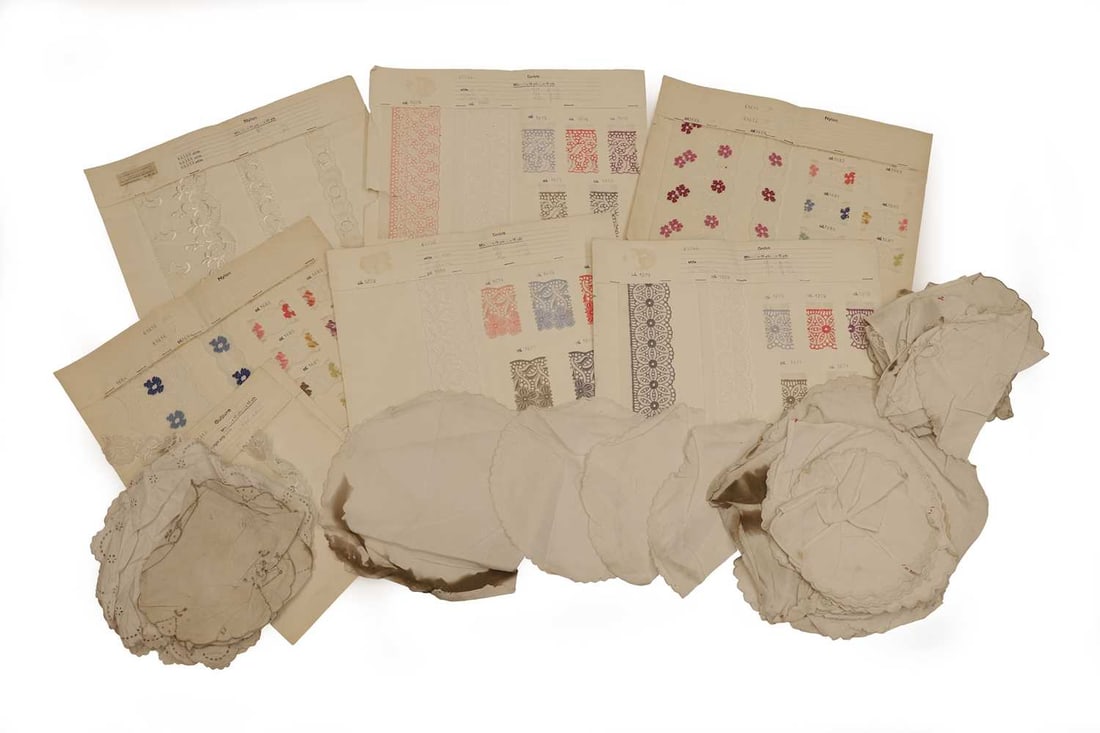 Sir Winston Churchill (1874-1965) interest,: Sir Winston Churchill (1874-1965) interest, six embroidered handkerchiefs each monogrammed 'CSC' (Clementine Spencer Churchill), together with further Chartwell linen and some sales lace boards