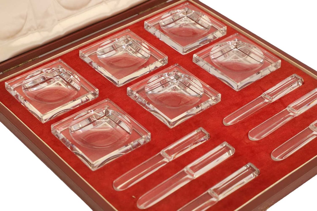 A set of six Baccarat butter pats, - 2