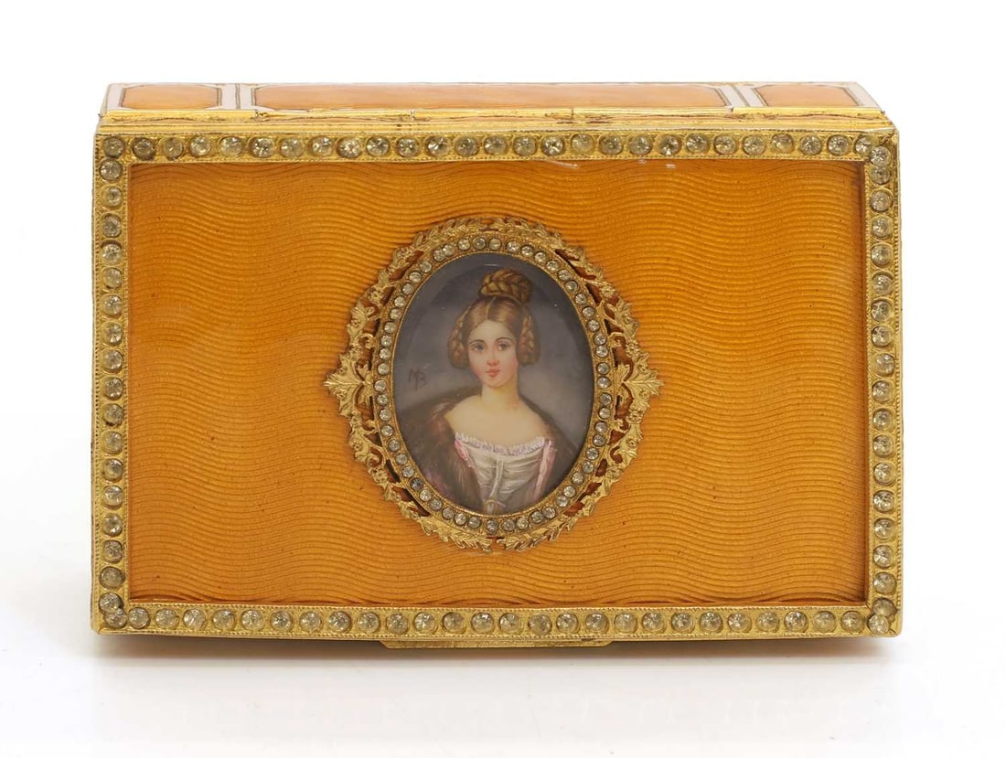 An Italian gilt brass and guilloché enamel box, 19th century, - 2