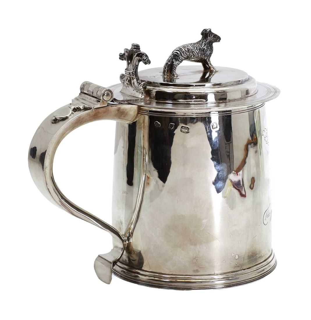 A silver-lidded presentation tankard, in the Charles II style, - 2