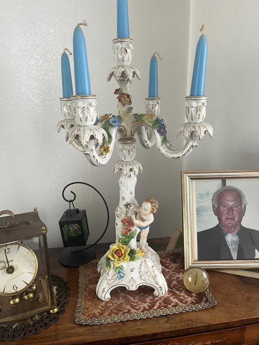 A Dresden four branch candelabra, late 19th cetury, - 2