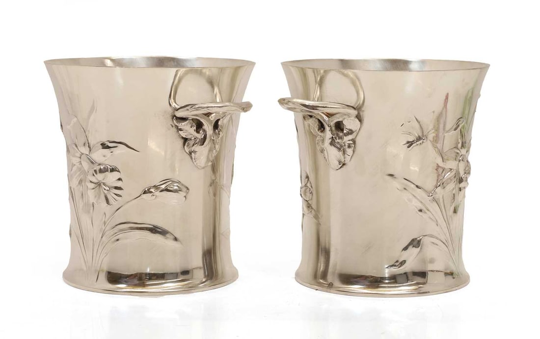 A pair of silverplated Art Nouveau ice buckets, 20th century, - 2