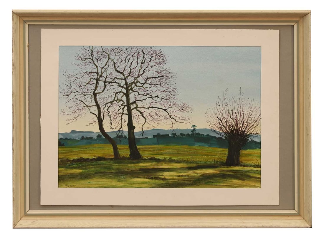 Paul Beck (British, b.1922) a collection of three artworks: Paul Beck (British, b.1922) a collection of three artworks 'The Sun Gleam, Anglesey', 'Landscape' and 'Pier', mixed media The largest, 73 x 55cm; framed 94 x 74cm 3
