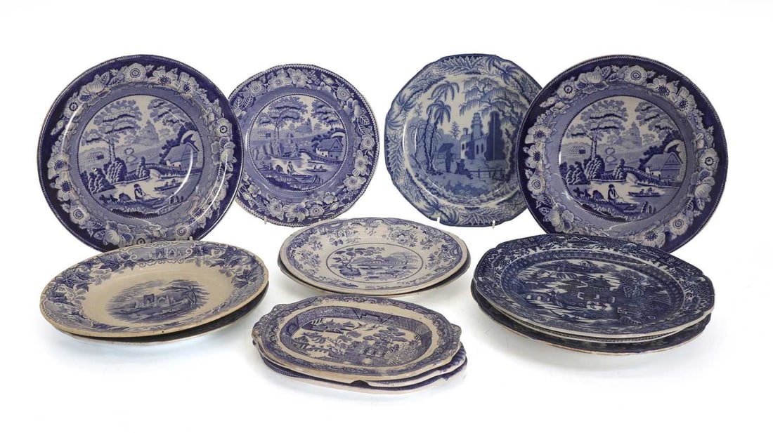 A collection of blue and white plates, 19th century and later, (1 of 1)