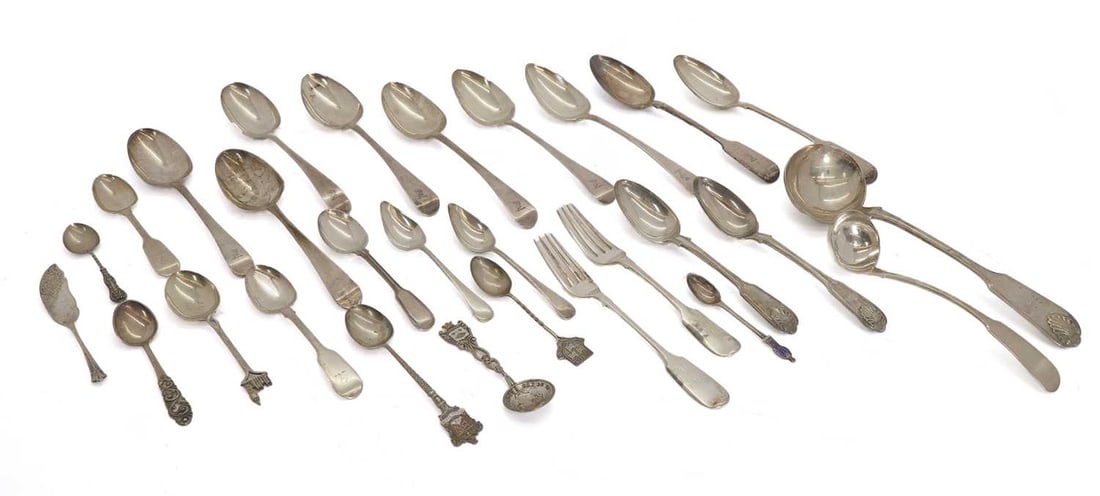 A large collection of silver flatware, (1 of 1)