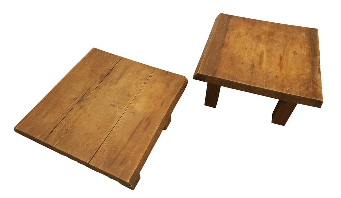 A pair of wooden stools, - 2