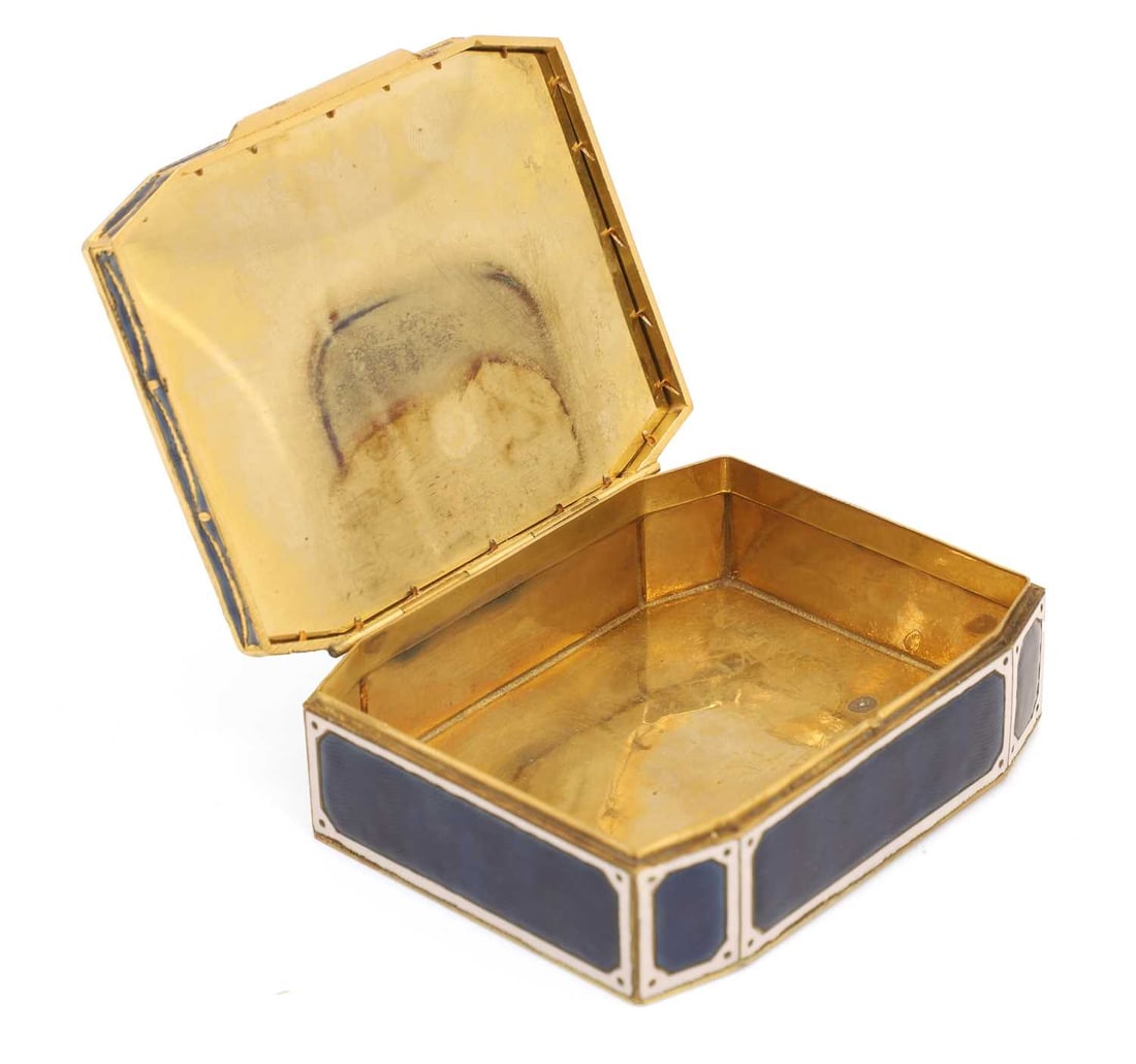 An Italian gilt brass and guilloché enamel box, 19th century, - 2