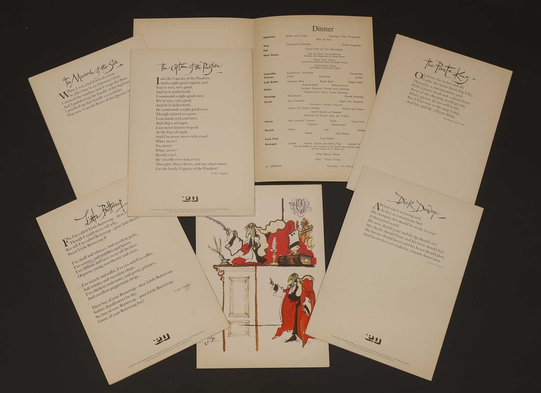 A collection of Ronald Searle menus, 1976, - 2