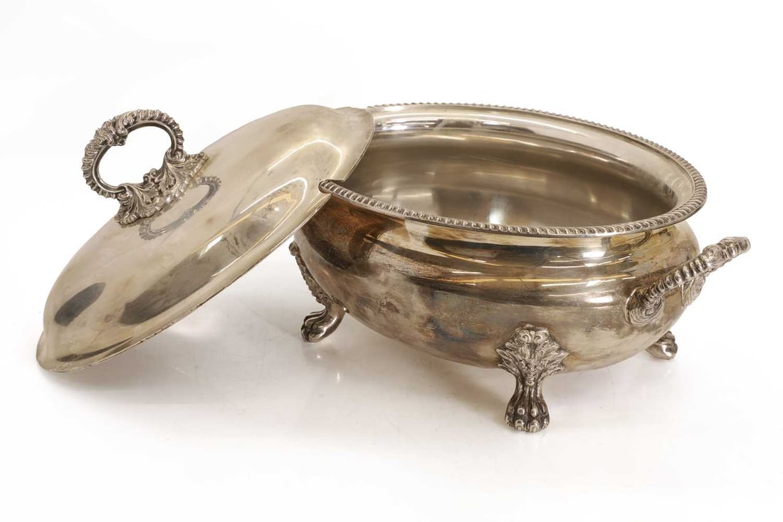 A silver lidded tureen dish, - 2