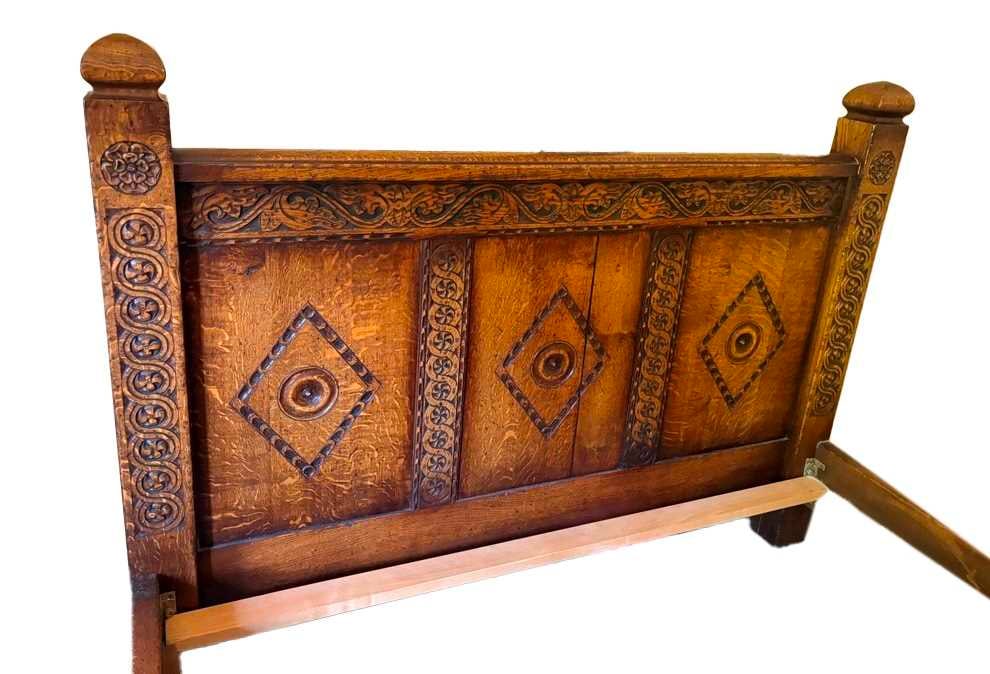 An oak panelled bedstead, circa 1990, - 2