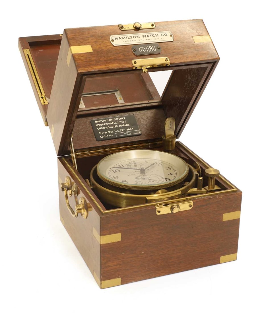 A mahogany two day marine chronometer, signed Hamilton, Lancaster, PA, USA, circa 1941, - 2