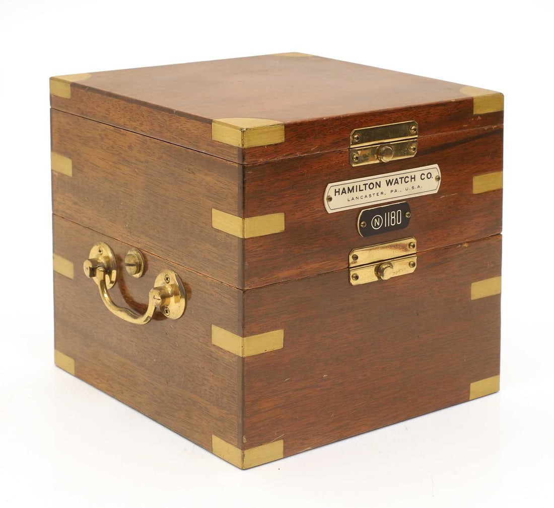 A mahogany two day marine chronometer, signed Hamilton, Lancaster, PA, USA, circa 1941, - 3