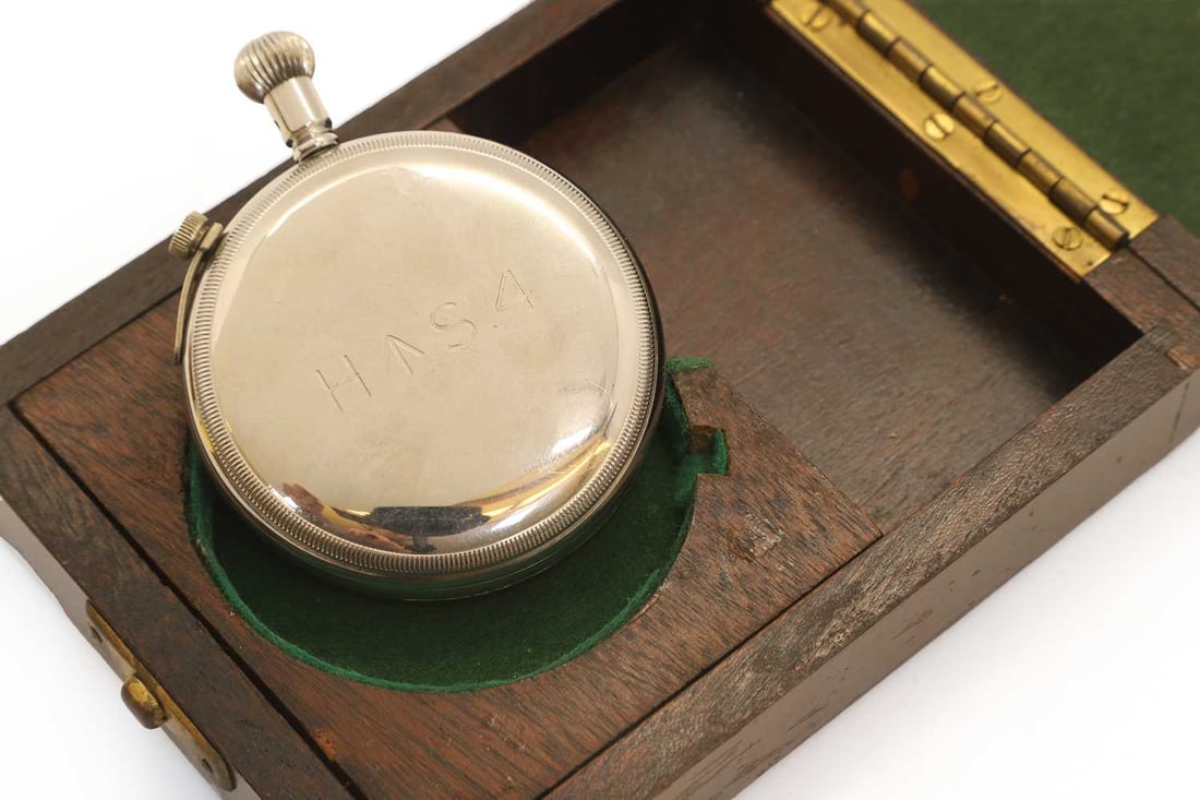 A Royal Navy Fleet Air Arm chrome open face deck pocket watch, by H Golay & Son Ltd, London, - 3