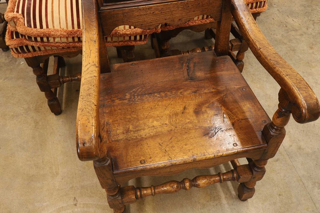 A set of twelve oak panelled seat chairs, circa 1990, - 2