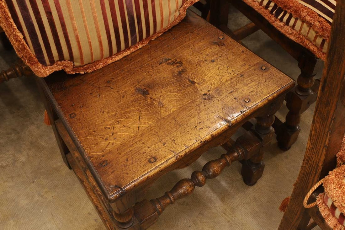 A set of twelve oak panelled seat chairs, circa 1990, - 3