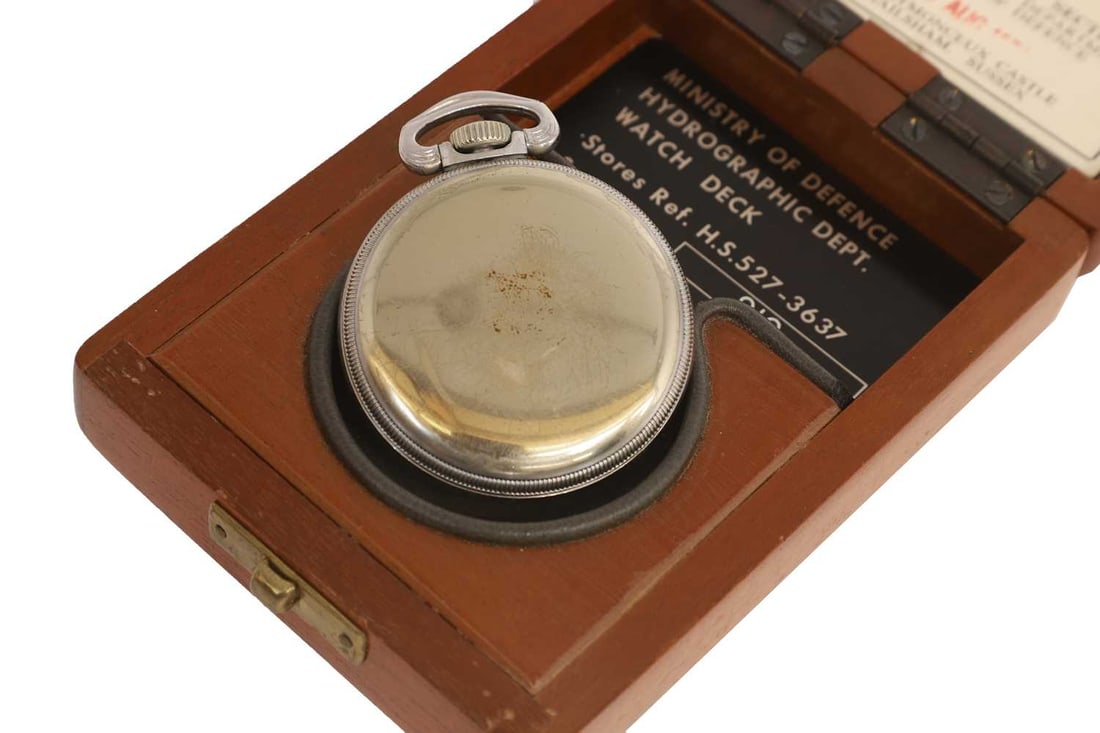 A US Navy chrome and nickel plated open-faced deck pocket watch, by Hamilton Watch Co., USA, - 2