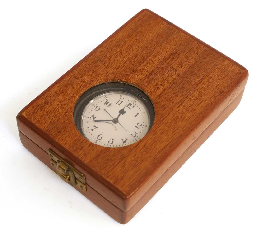 A US Navy chrome and nickel plated open-faced deck pocket watch, by Hamilton Watch Co., USA, - 3