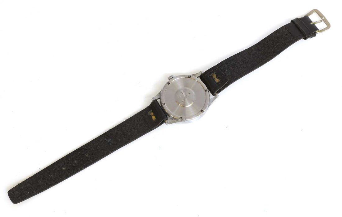 A Helvetia WWII German plated-brass and steel military-issue mechanical wristwatch, 1940s, - 2
