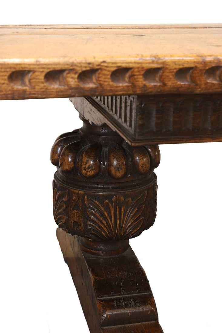 An Elizabethan Style oak refectory dining table, circa 1990, - 2