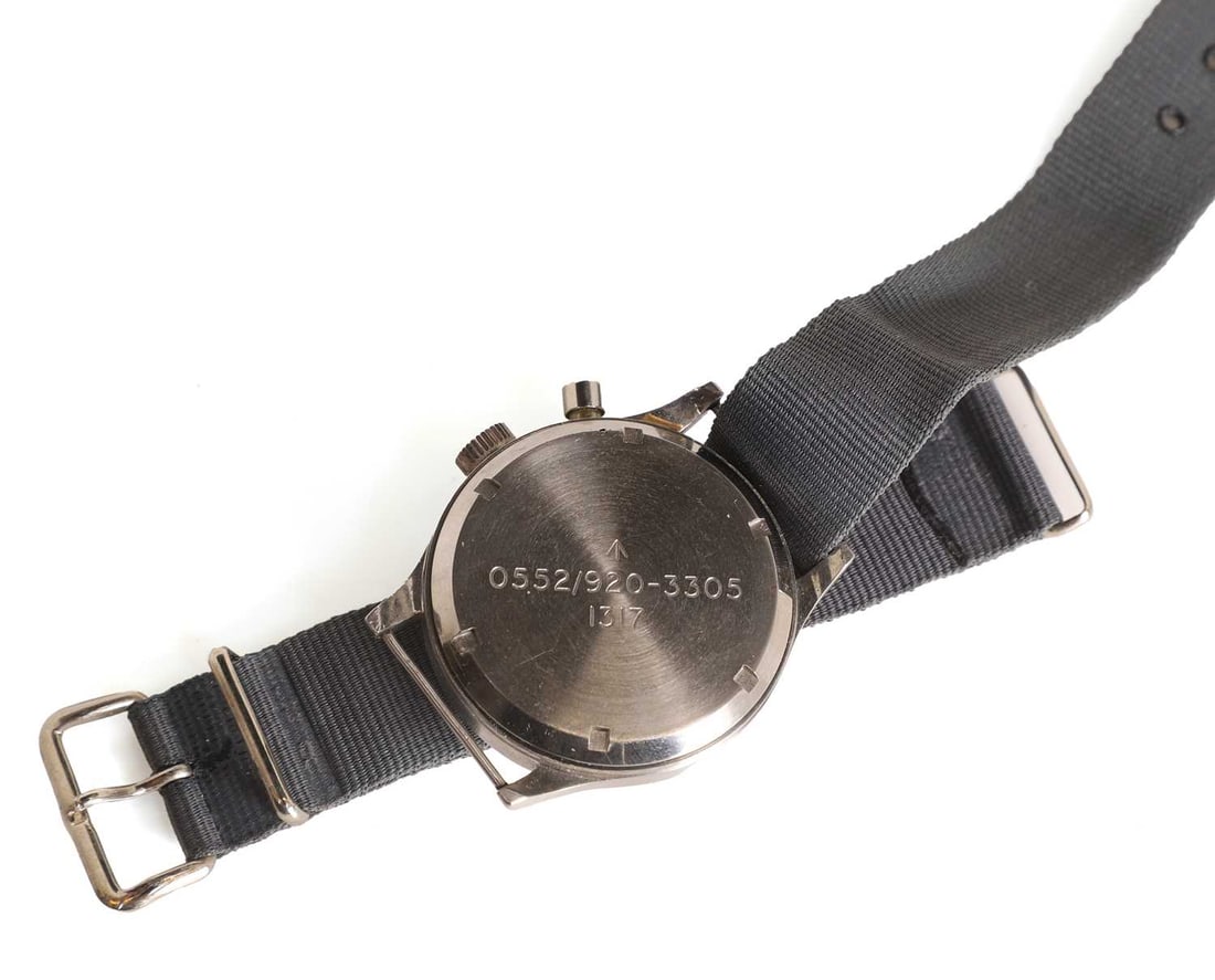 A Lemania monopusher chronograph stainless steel mechanical wristwatch, 1960s, British military issu - 2