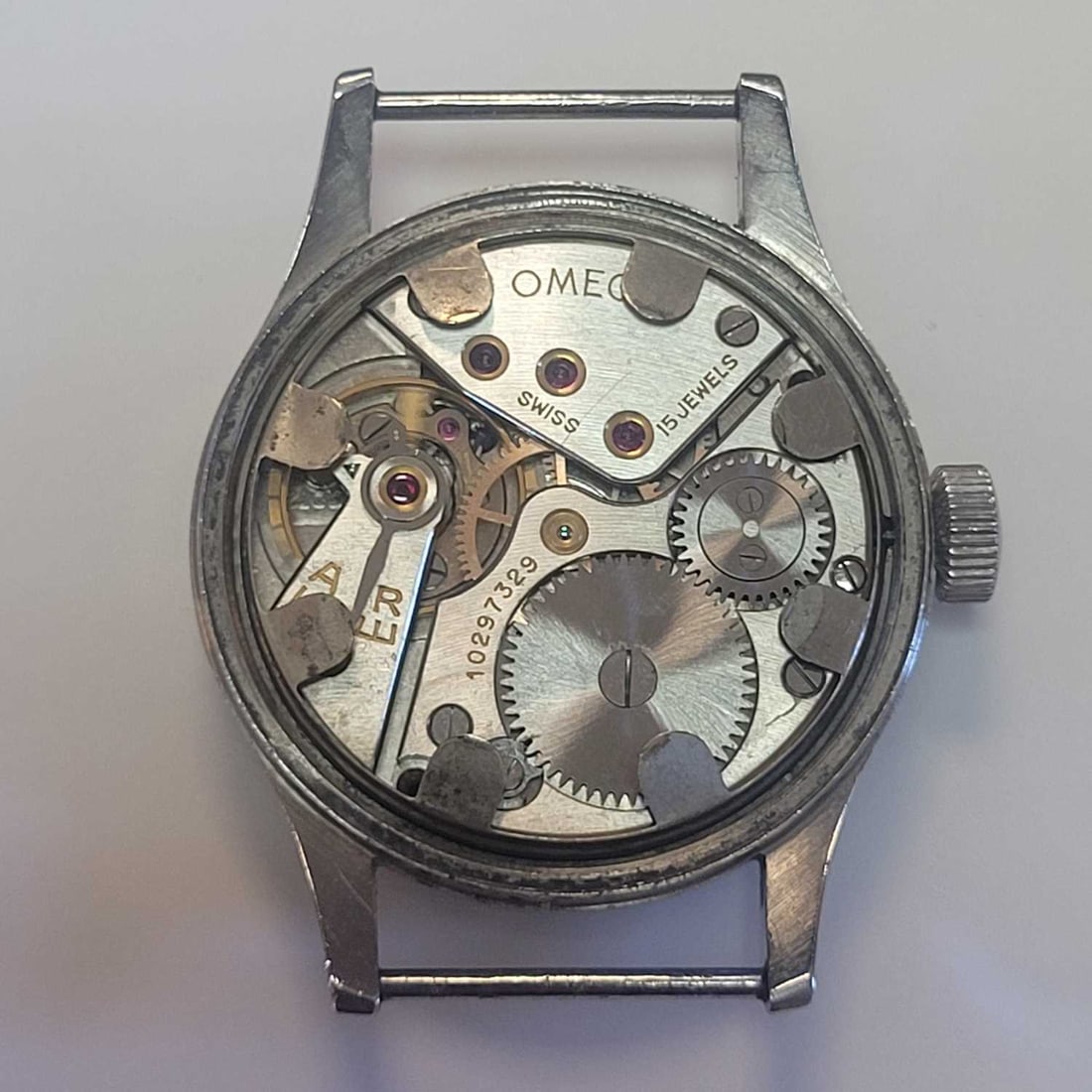 An Omega WWII stainless steel military-issued 'Dirty Dozen' mechanical wristwatch, circa 1944, - 3