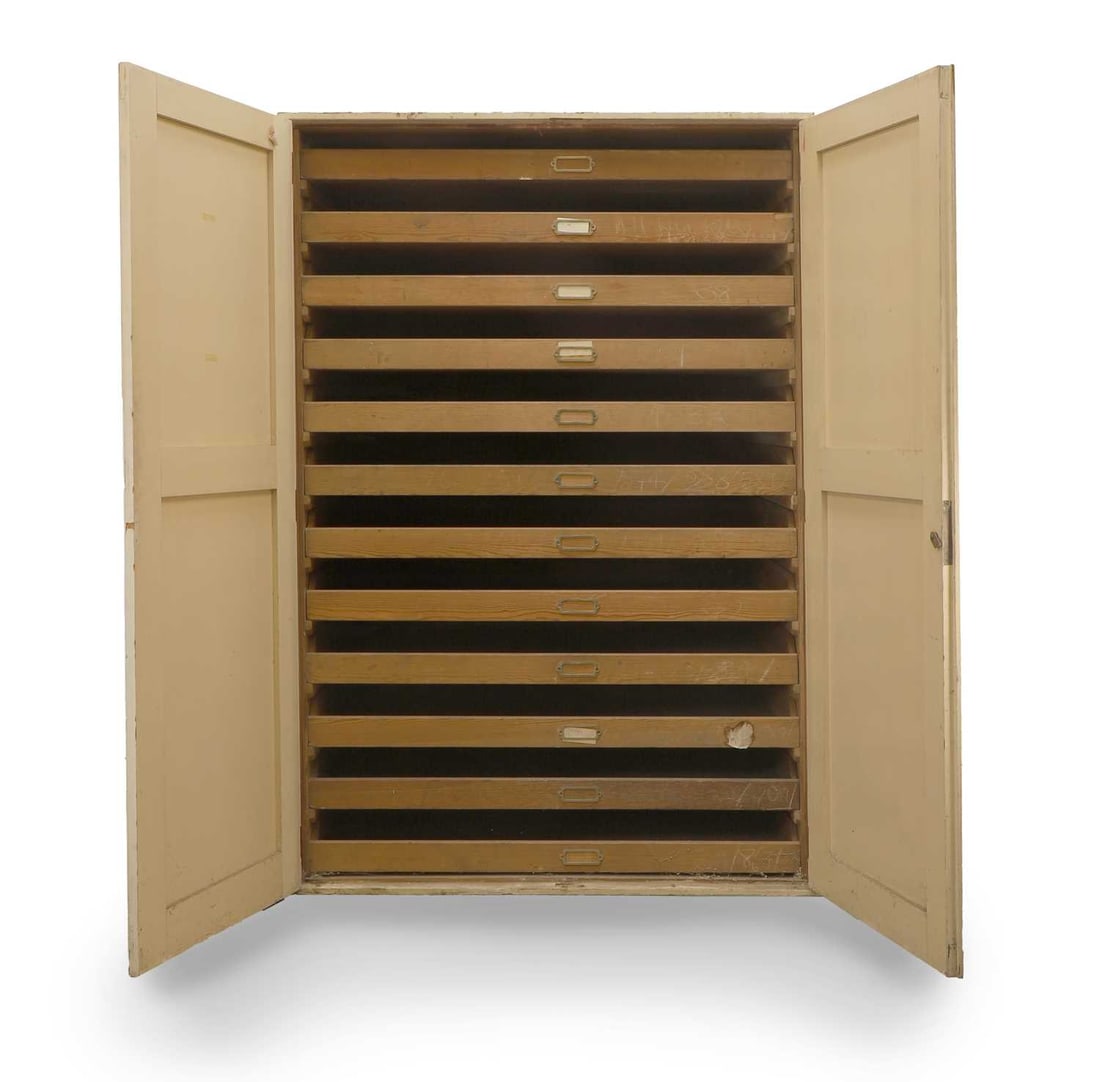 A pine plan cabinet, 20th century, - 2