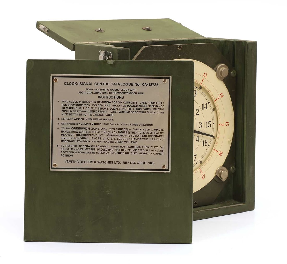 A Smiths Astral 8-Day British military signal centre clock, 1960s, - 2
