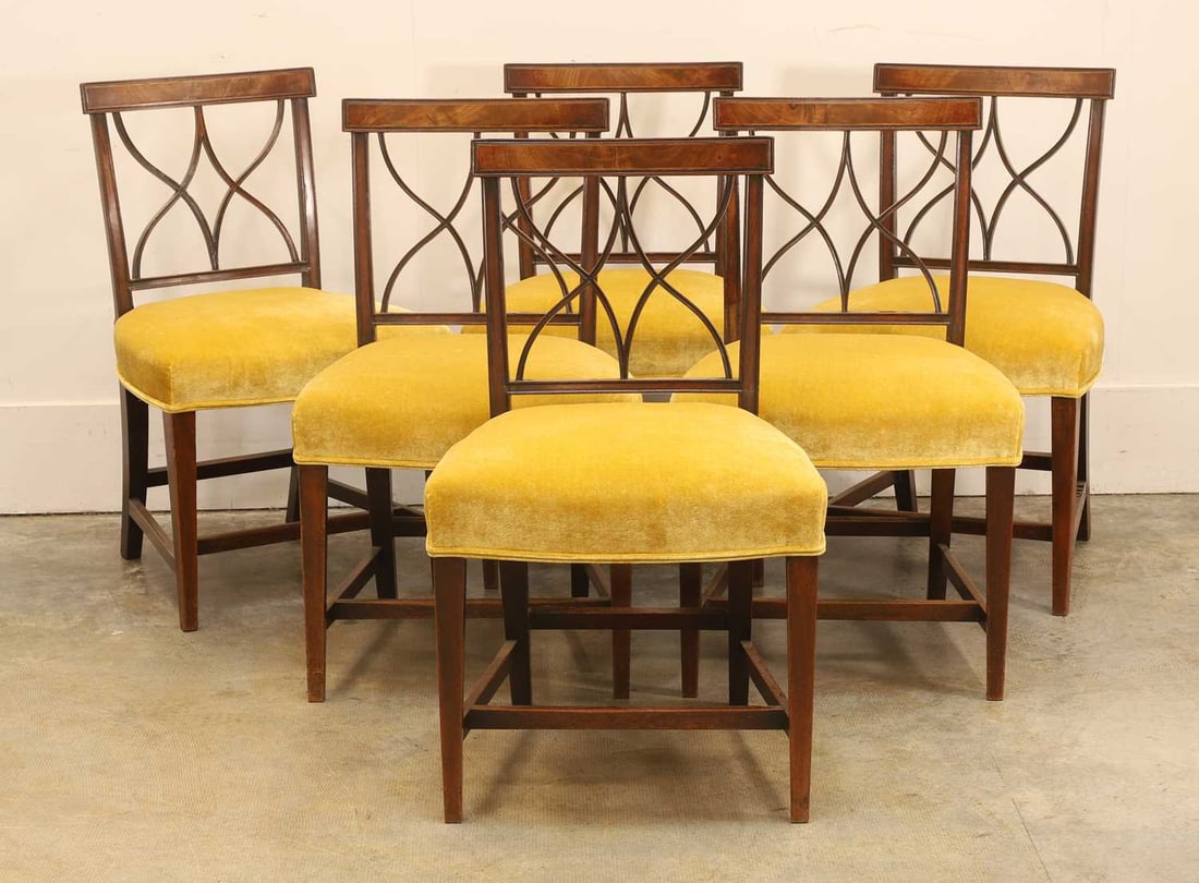 A set of six late George III mahogany chairs, early 19th century, (1 of 2)