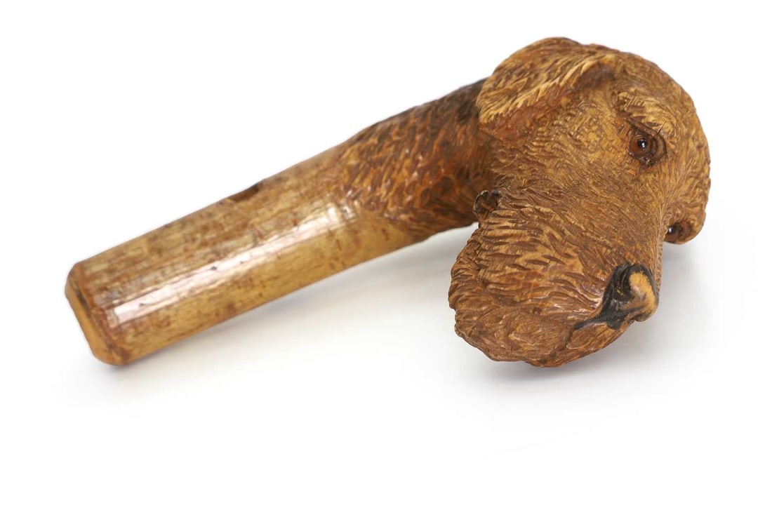 A Scottish terrier's head walking stick handle, 20th century, - 2
