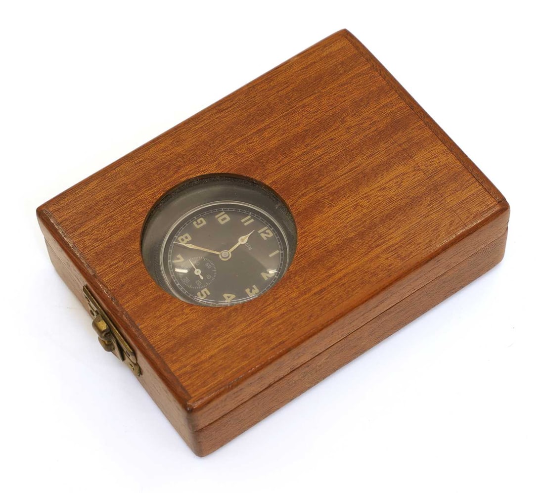 A Royal Navy chrome and nickel plated open-faced deck pocket watch, by Elgin National Watch Co., - 2