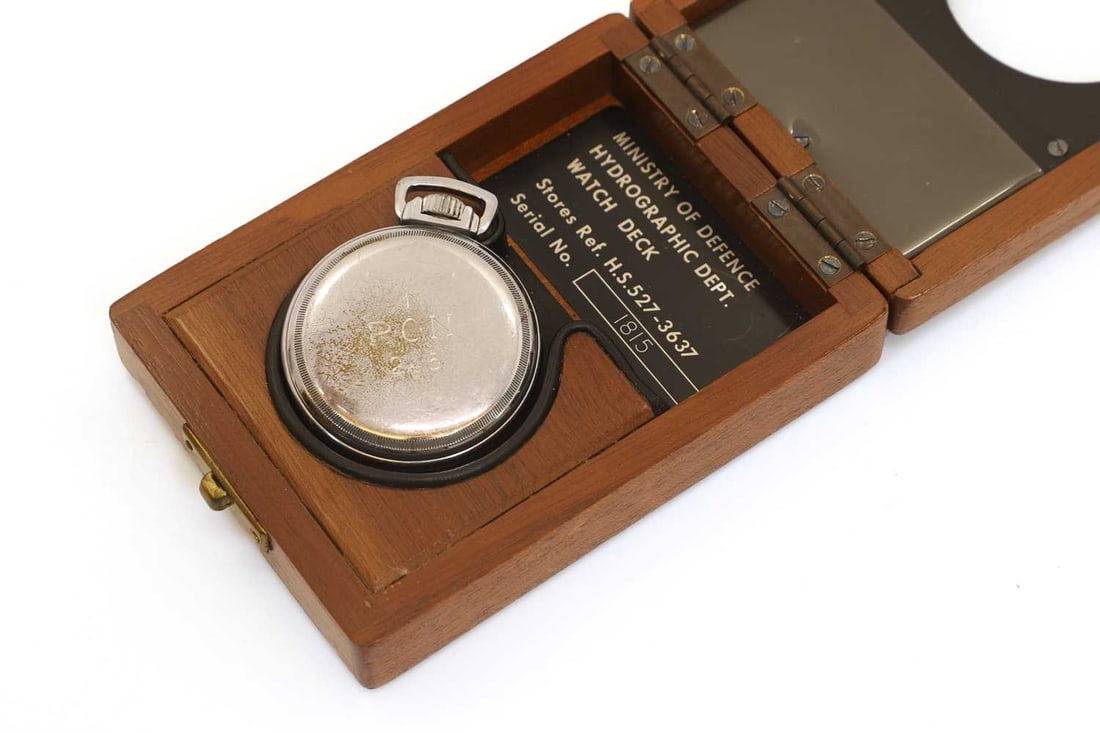 A Royal Navy chrome and nickel plated open-faced deck pocket watch, by Elgin National Watch Co., - 3