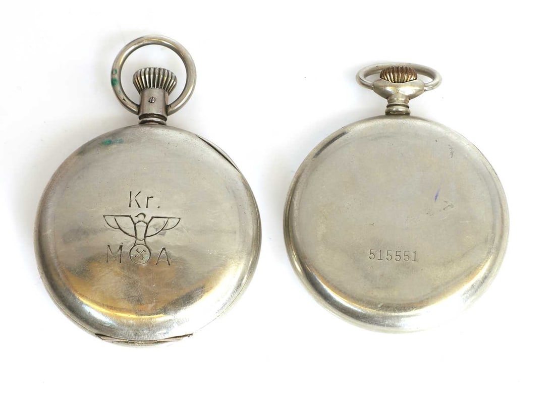 A German Kriegsmarine open face pocket watch and a stop watch, - 2